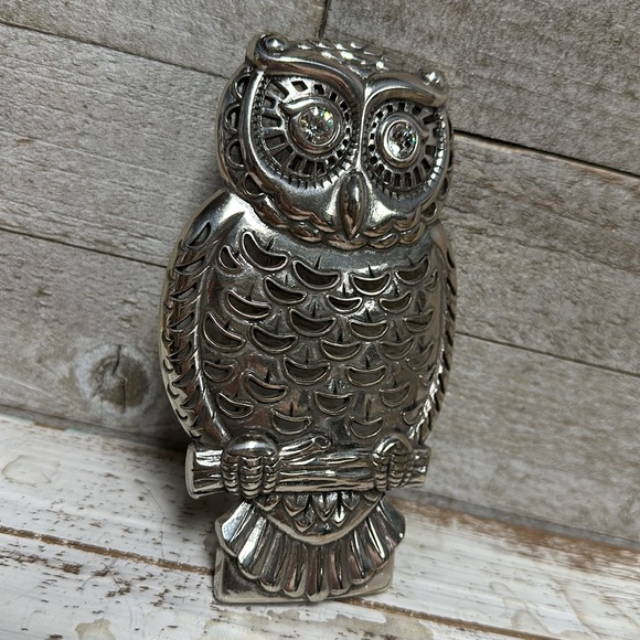Brighton euc silver owl night light plate cover crystal eyes plug insert part - Picture 3 of 4